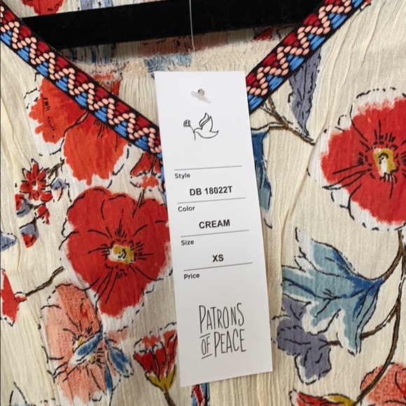 Patrons of Peace BOHO Floral Sleeveless Tank Ruffles Women’s XS NWT - Picture 4 of 8